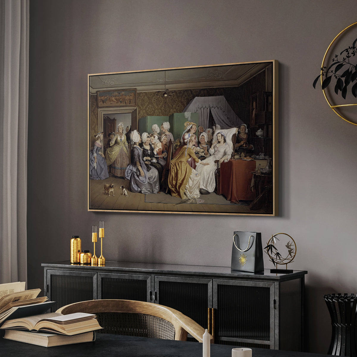 The Maternity Room (Scene from "Barselstuen"), 1845 - Floater Framed Canvas Print