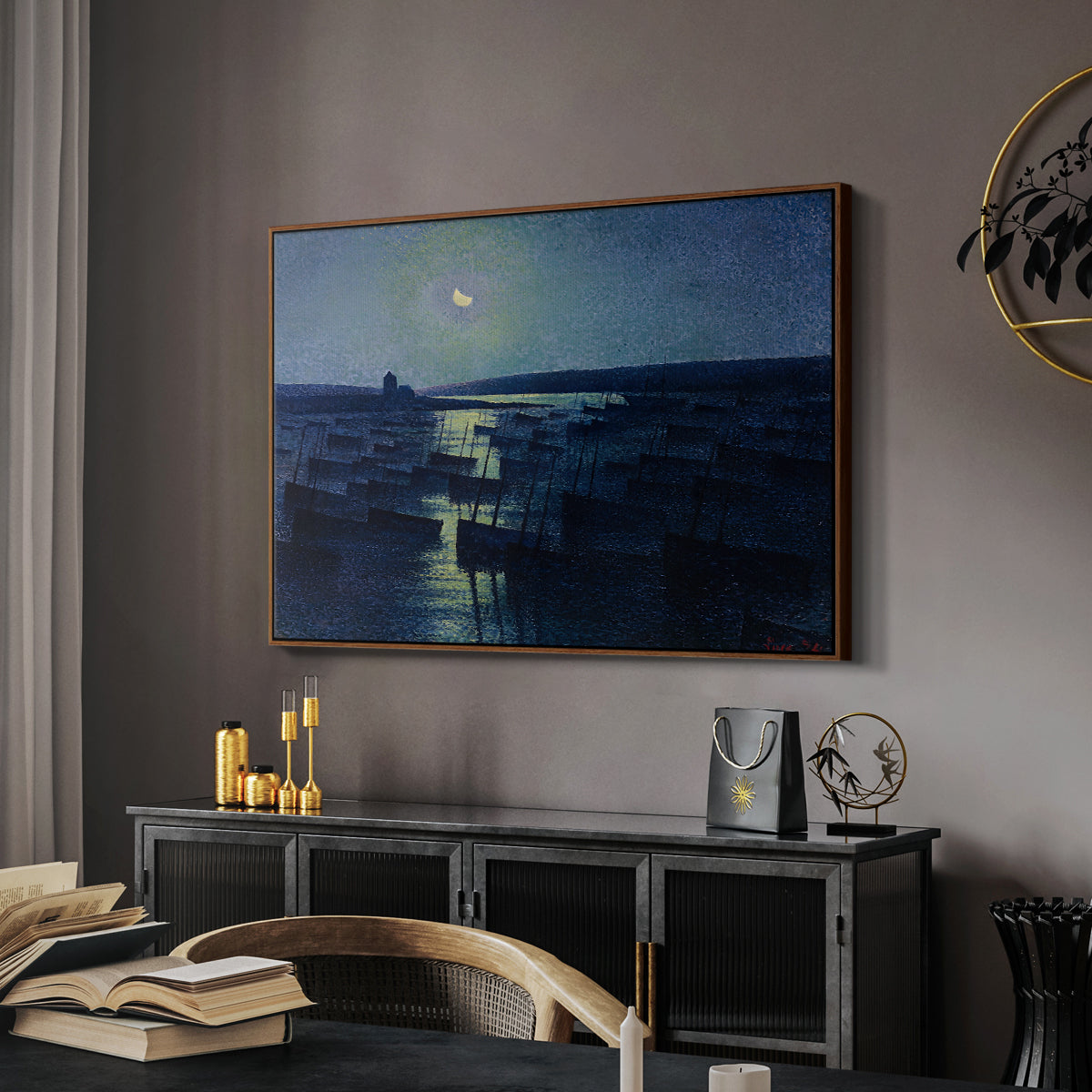 Camaret, Moonlight and Fishing Boats, 1894 - Floater Framed Canvas Print