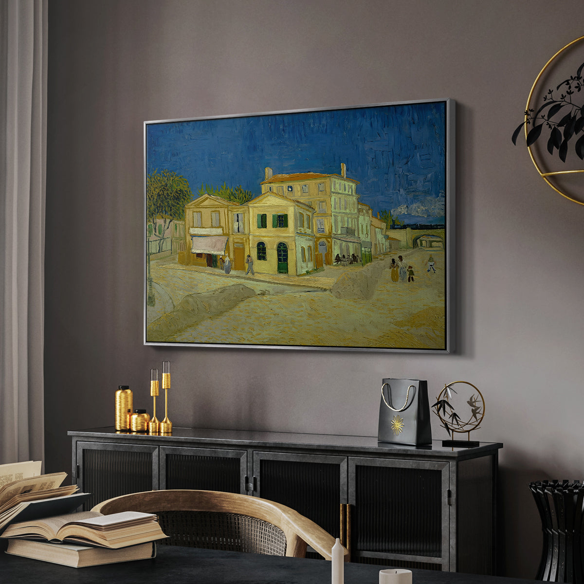 The Yellow House (The Street), 1888 - Floater Framed Canvas Print