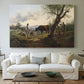 Canvas art print detailing a realistic depiction in natural setting, centered above a sofa as a large focal wall piece