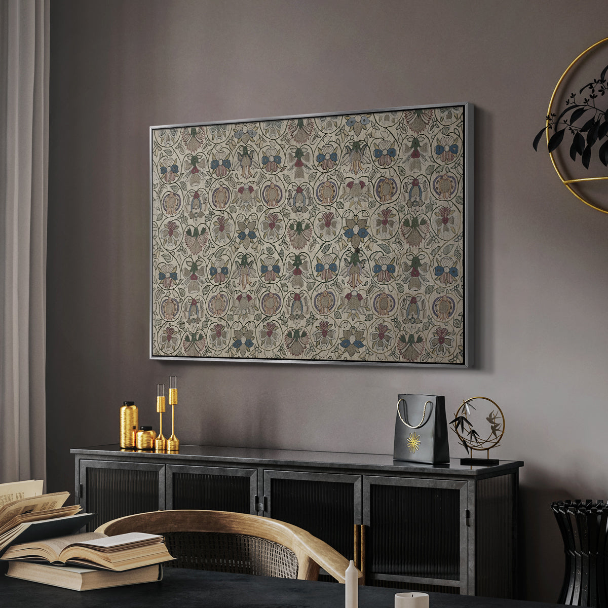 Long Cushion Cover (Printed Textile), c. 1600 - Floater Framed Canvas Print
