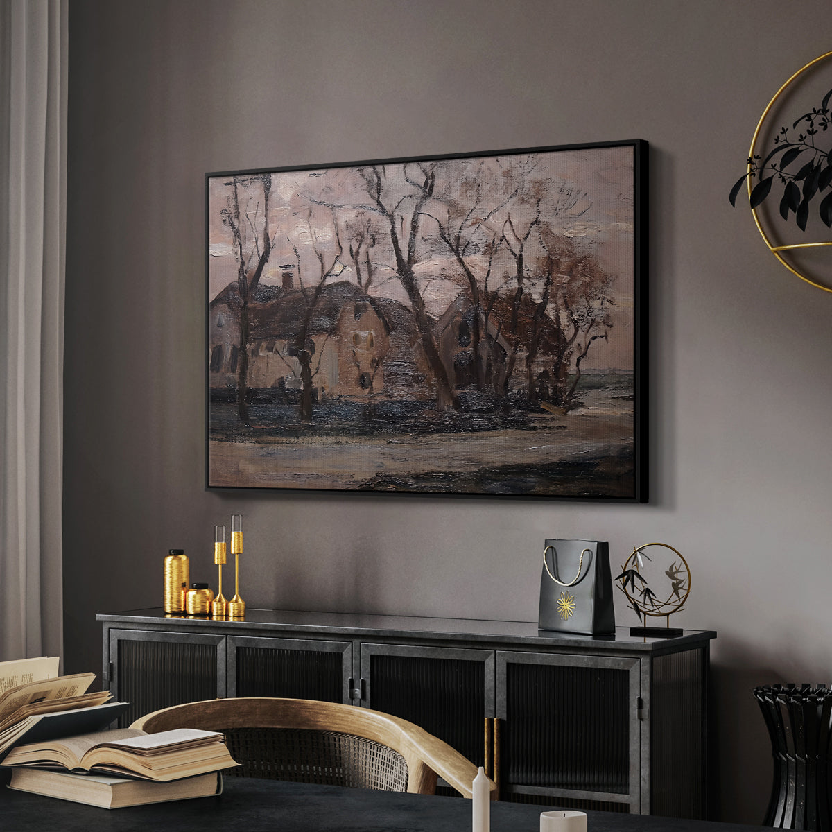 Farm near Duivendrecht in the Evening, c. 1905 - Floater Framed Canvas Print