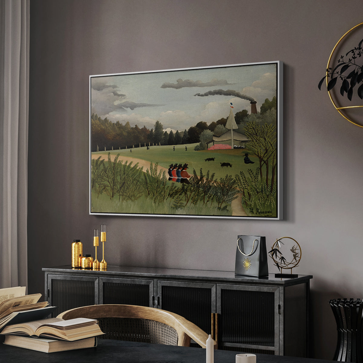 The Chair Factory at Alfortville, 1897 - Floater Framed Canvas Print