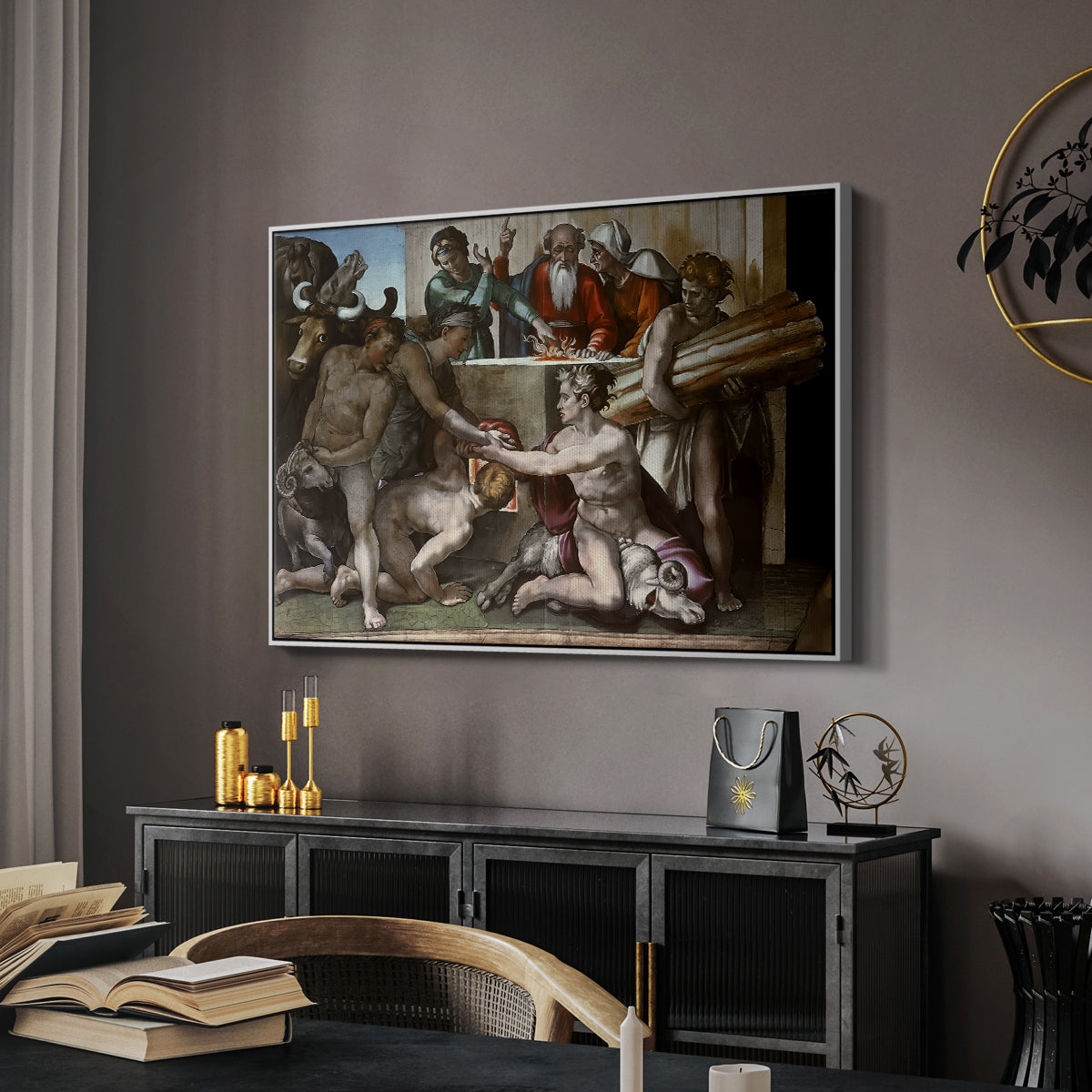 The Sacrifice of Noah (Sistine Chapel), 1509 - Floater Framed Canvas Print