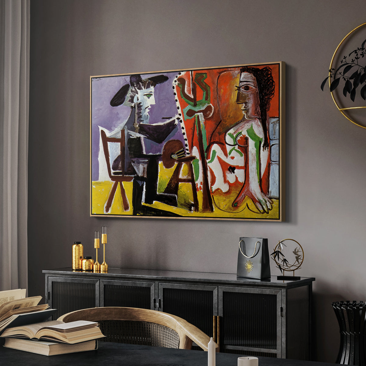 The Painter and His Model, 1963 - Floater Framed Canvas Print