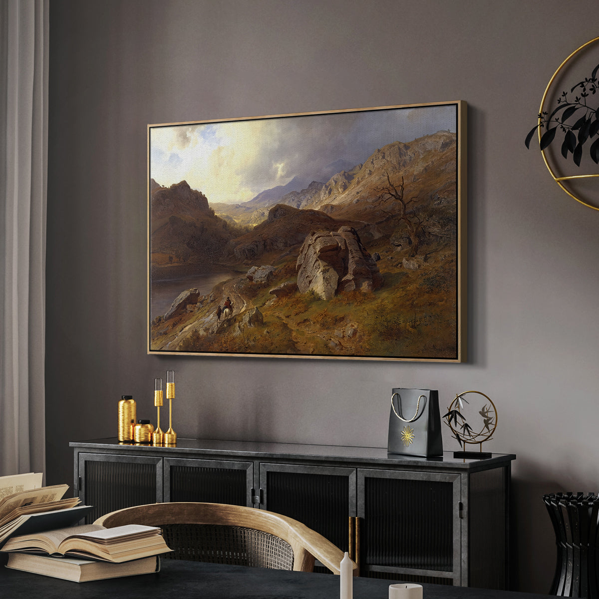Lledr Valley in Wales, 1864 - Floater Framed Canvas Print