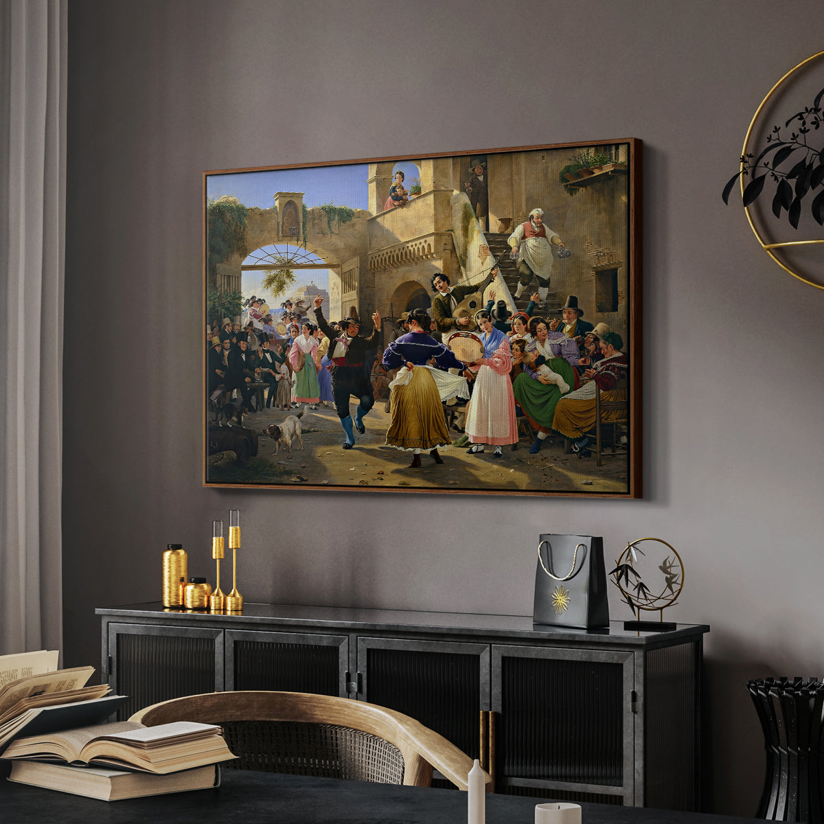 Romans Gathered for Merriment at an Osteria, 1839 - Floater Framed Canvas Print
