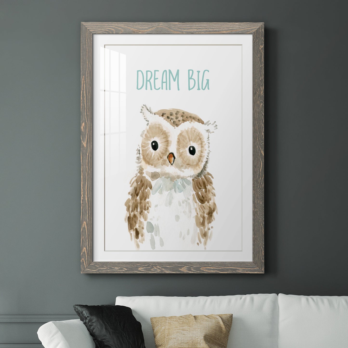 Dream Big Owl - Premium Framed Print - Distressed Barnwood Frame - Ready to Hang