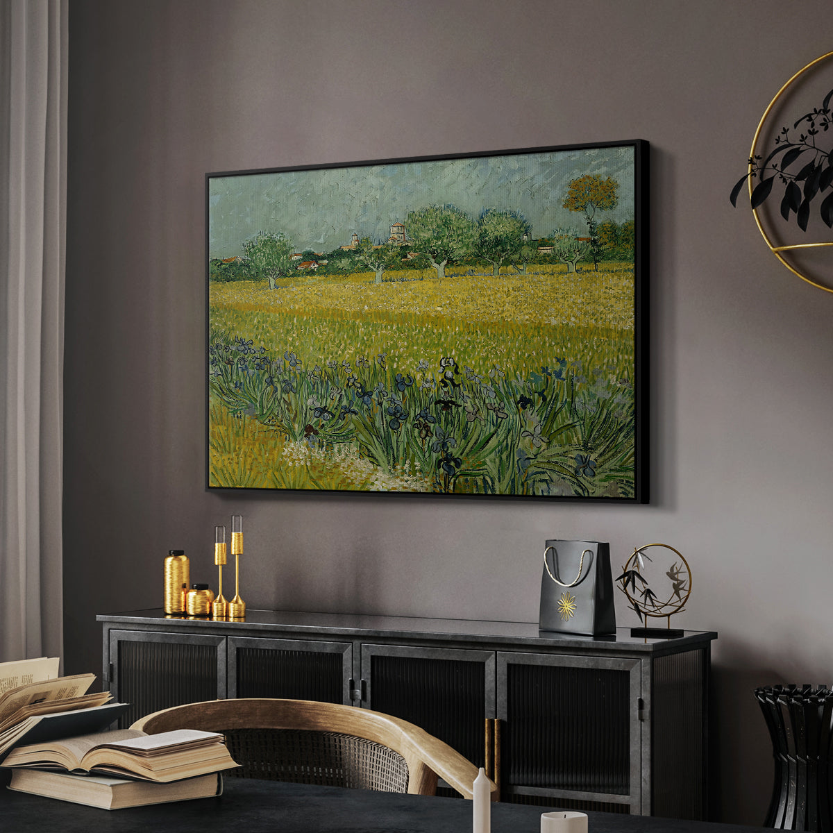 Field with Irises near Arles, 1888 - Floater Framed Canvas Print