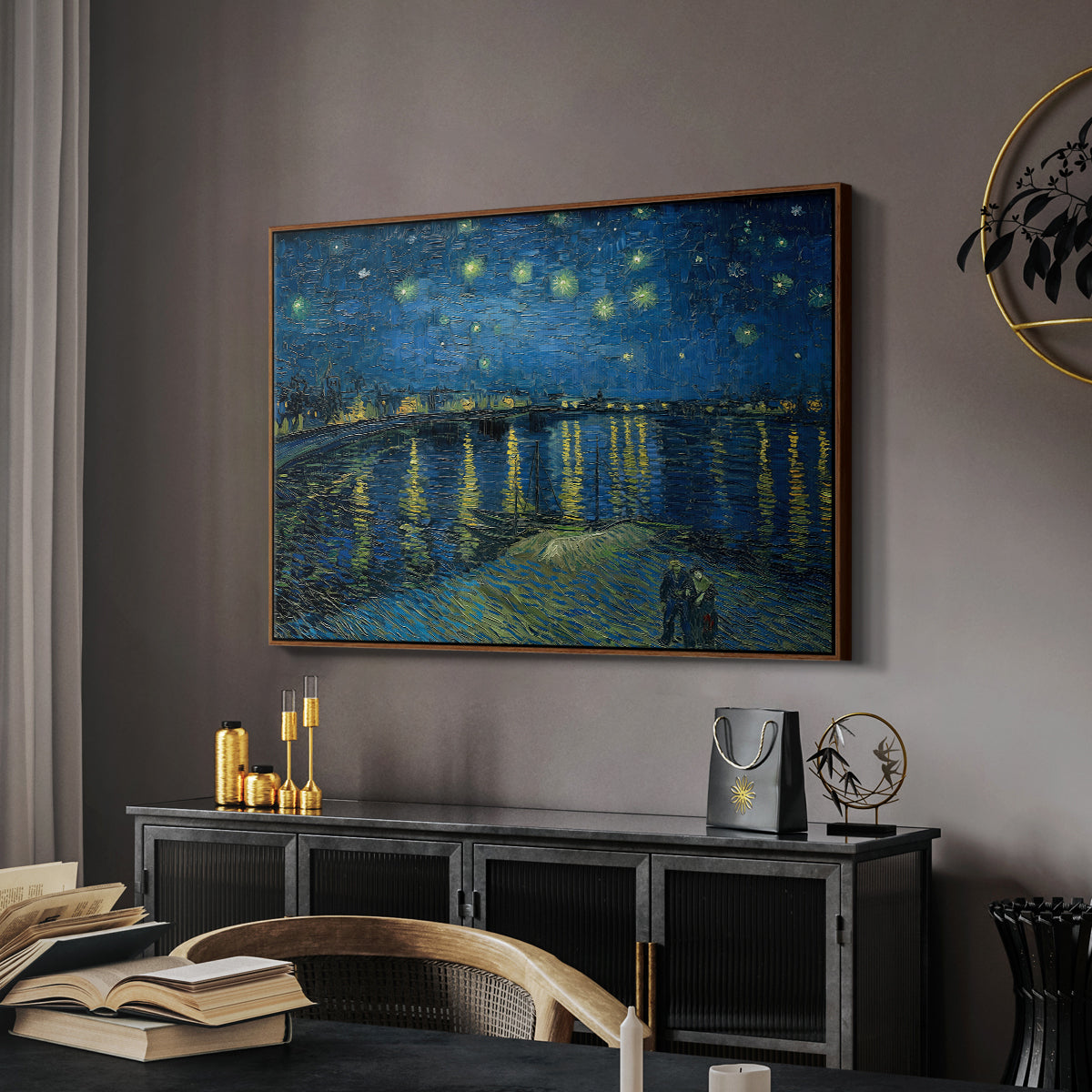 Starry Night Over the Rhône, 1888 - Floater Framed Canvas Print