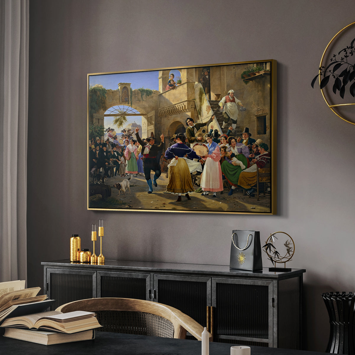 Romans Gathered for Merriment at an Osteria, 1839 - Floater Framed Canvas Print