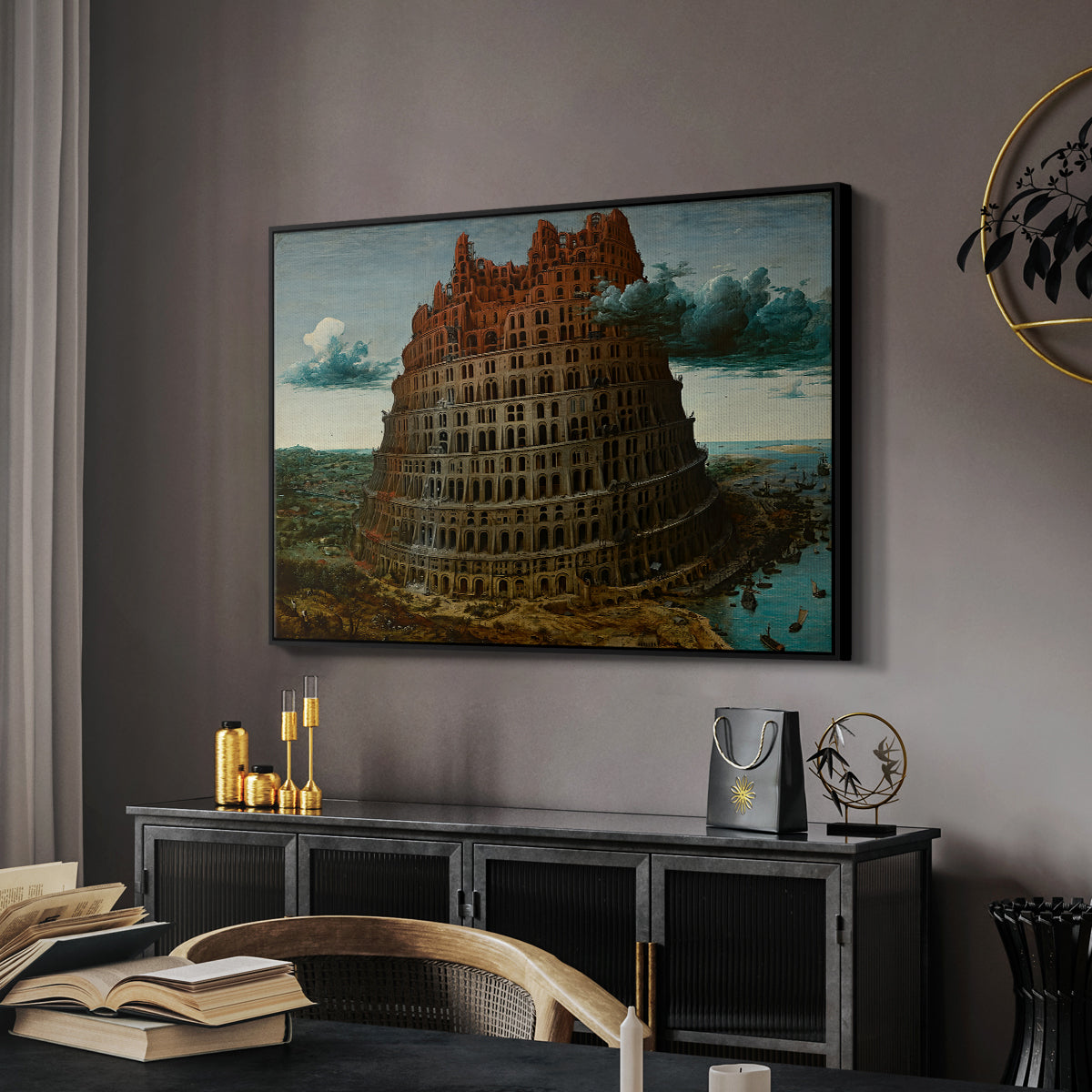 The Tower of Babel, c. 1568 - Floater Framed Canvas Print