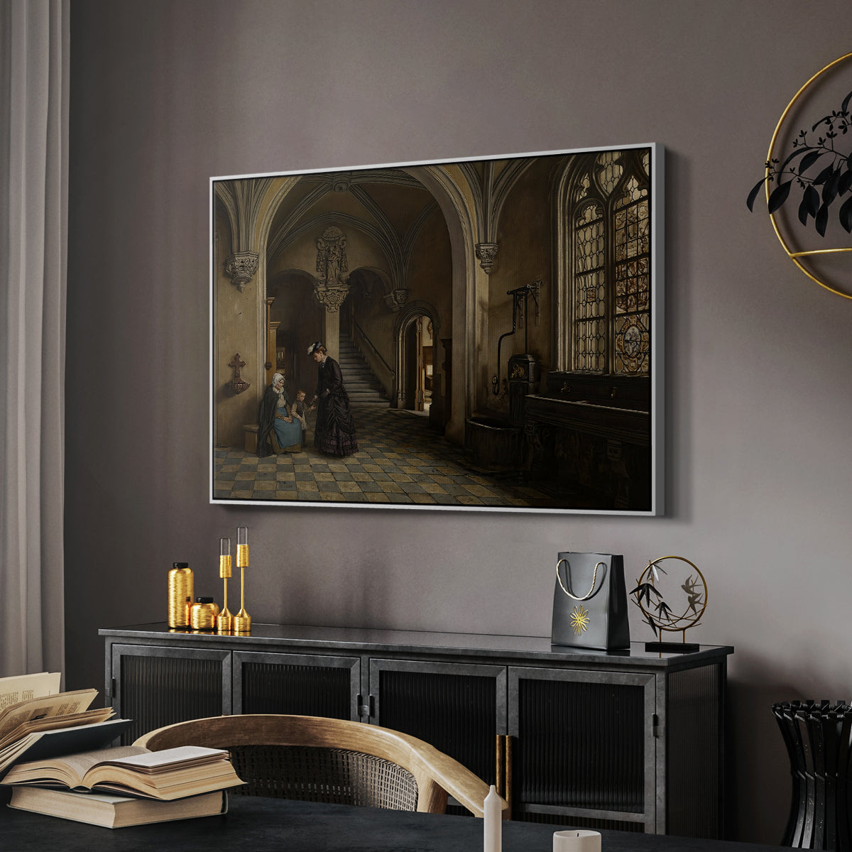Interior of the Church of Saint Paul in Antwerp, c. 1865-1869 - Floater Framed Canvas Print
