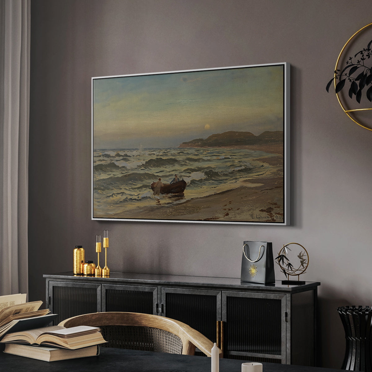 Storm at Rügen, 1882 - Floater Framed Canvas Print