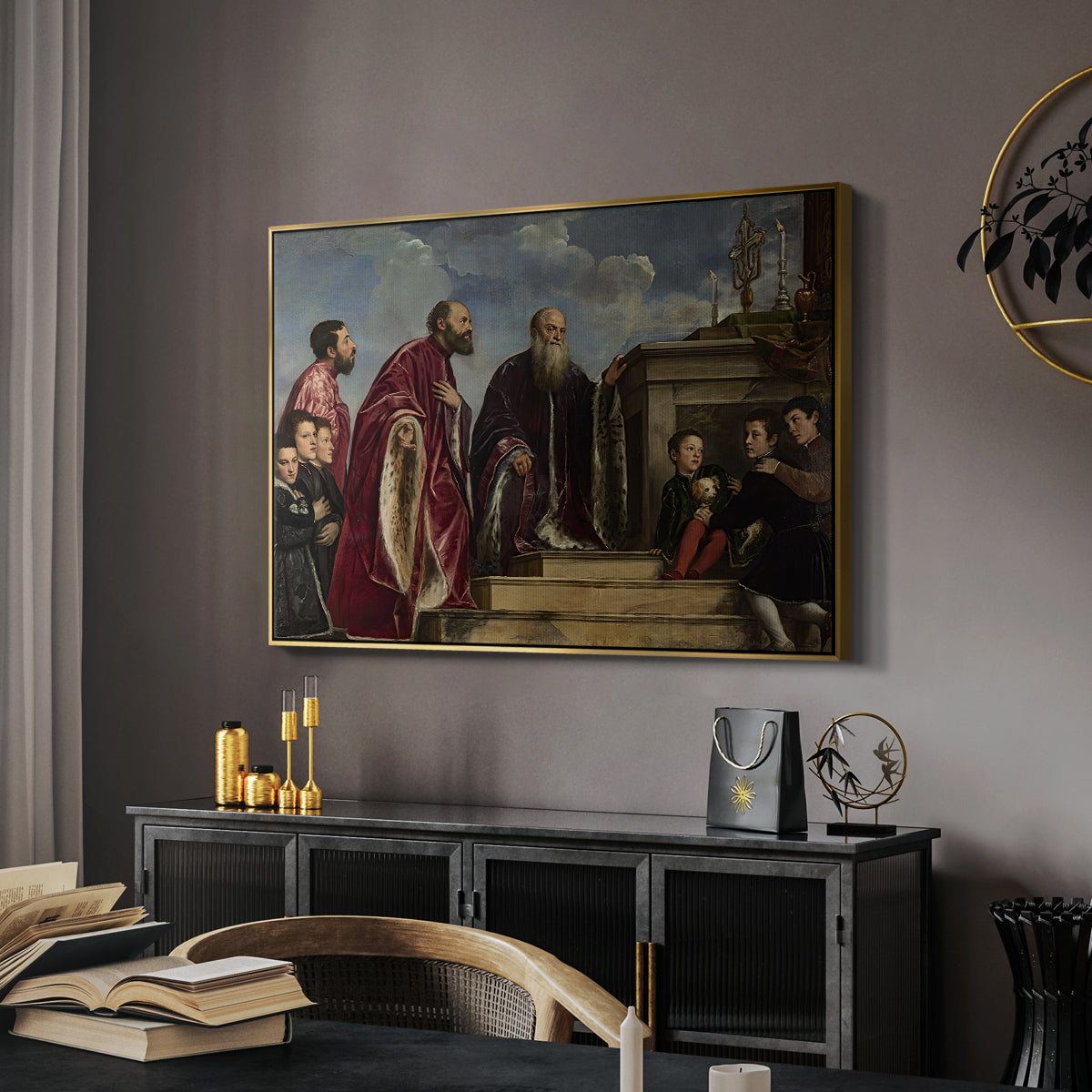 The Vendramin Family Venerating a Relic of the True Cross, c. 1540-1545 - Floater Framed Canvas Print