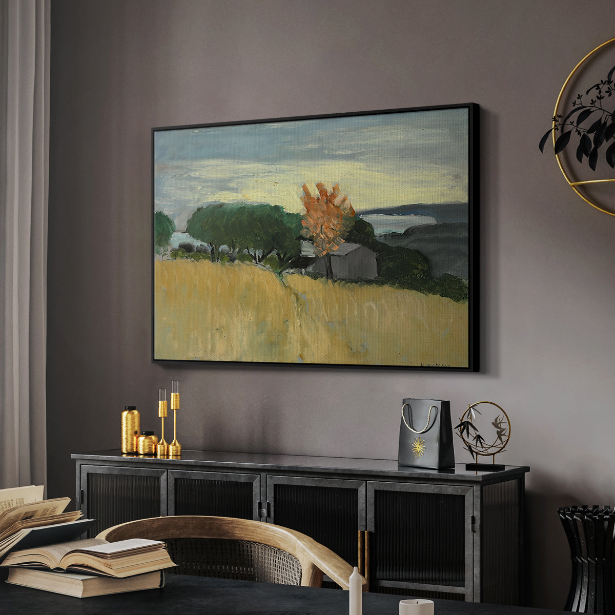 Fields of Wheat in Cagnes, 1918 - Floater Framed Canvas Print