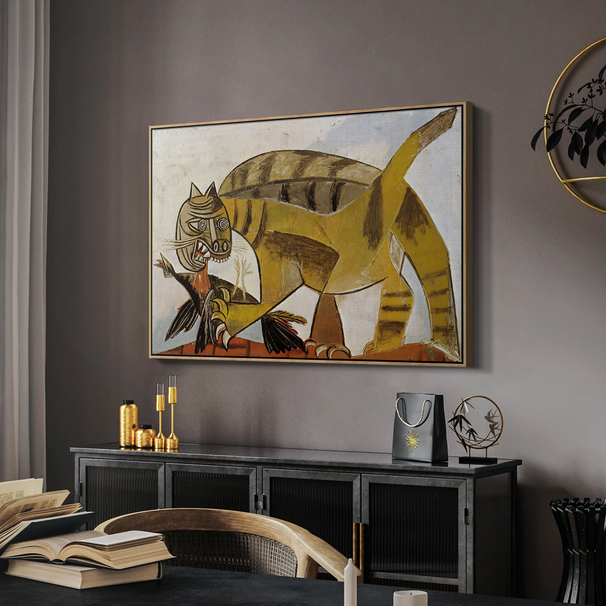 Cat Eating a Bird, 1939 - Floater Framed Canvas Print