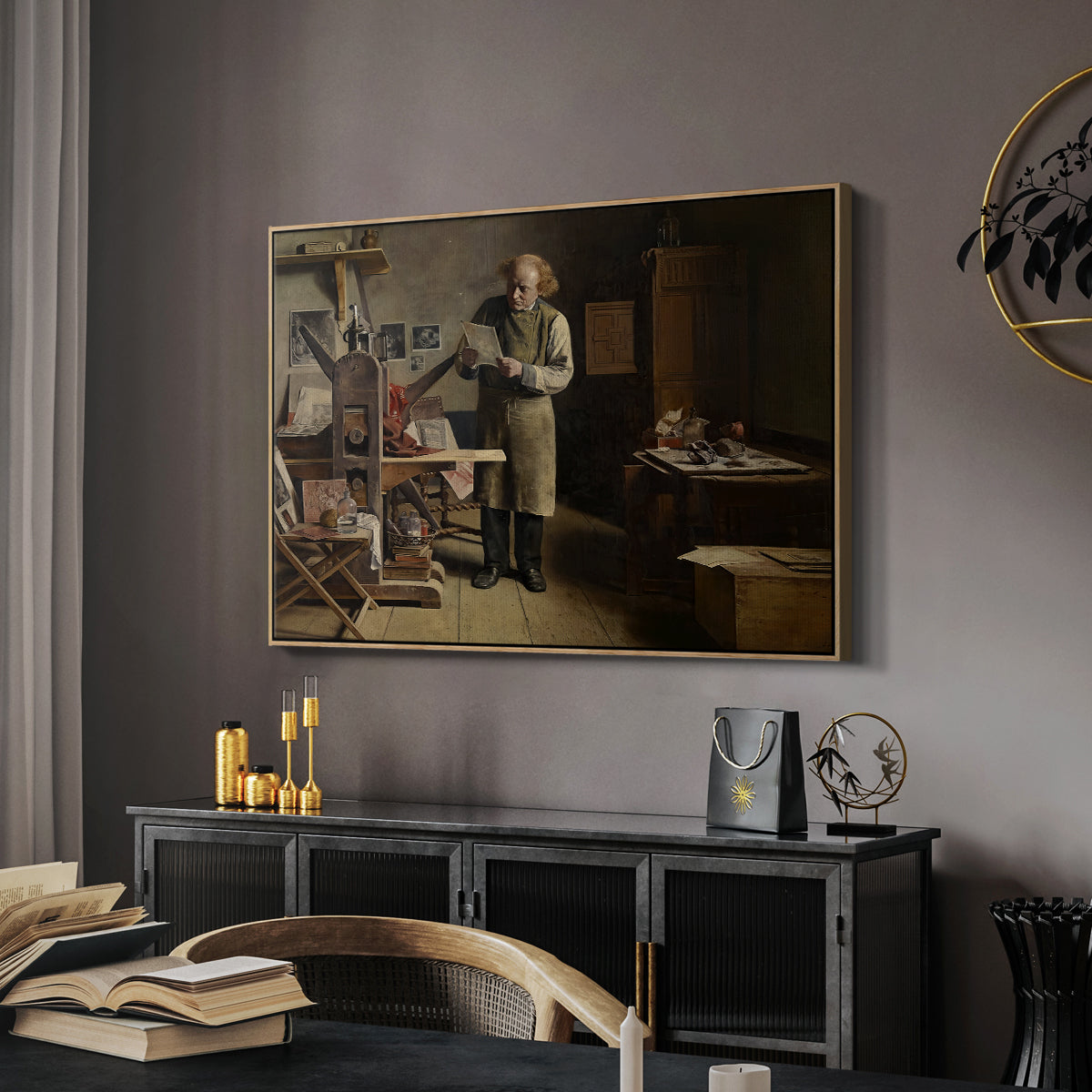 The Plate Printer, 1875 - Floater Framed Canvas Print