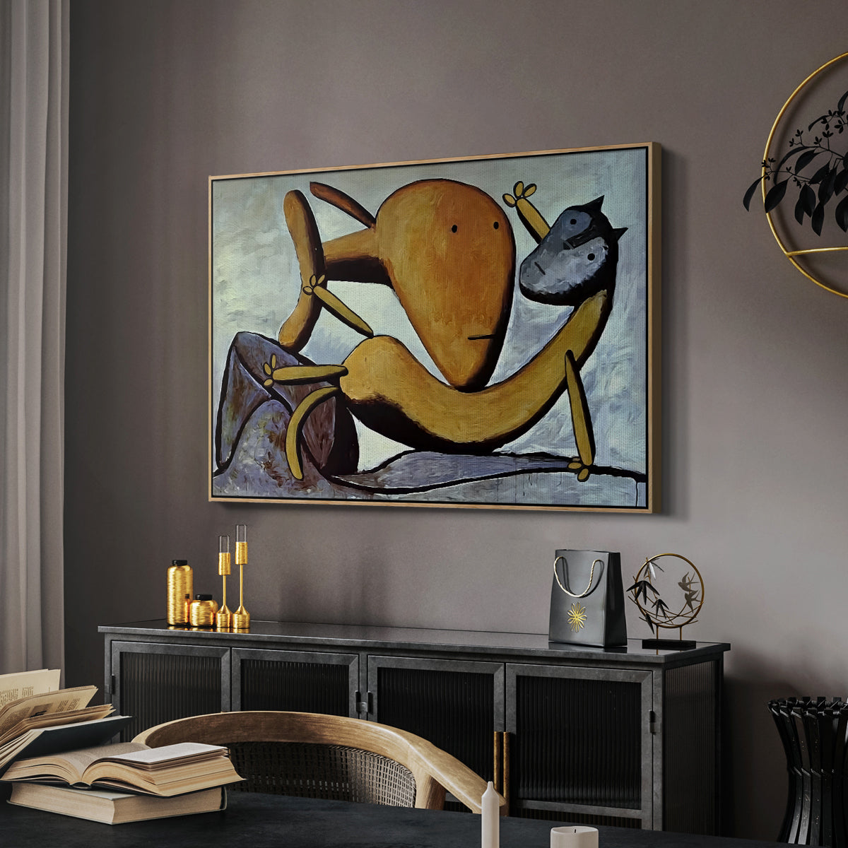 Cat and Big Fish, c. 1931 - Floater Framed Canvas Print