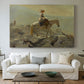 Canvas art print detailing an outdoor scene showing movement through scenic highland path, centered above a sofa as a large focal wall piece