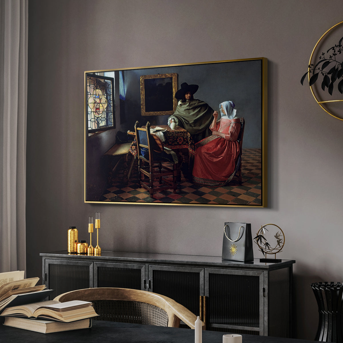 The Glass of Wine, c. 1660 - Floater Framed Canvas Print