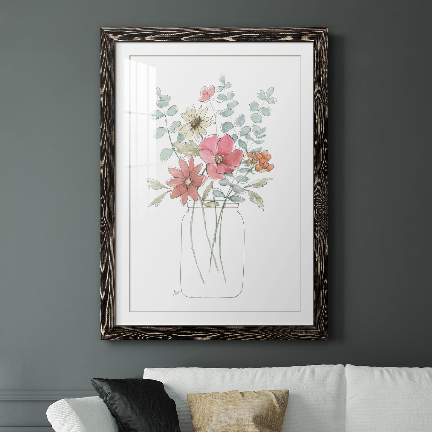 Whimsical Wildflowers II - Premium Framed Print - Distressed Barnwood Frame - Ready to Hang