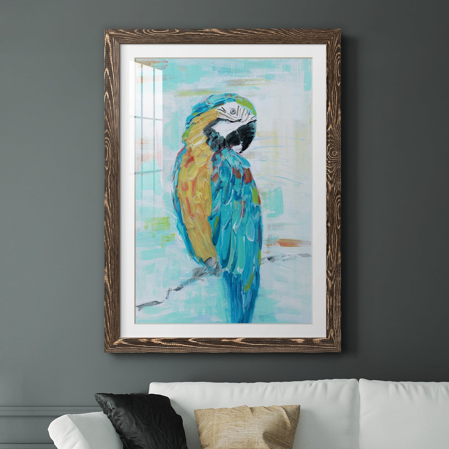 Island Parrot I - Premium Framed Print - Distressed Barnwood Frame - Ready to Hang