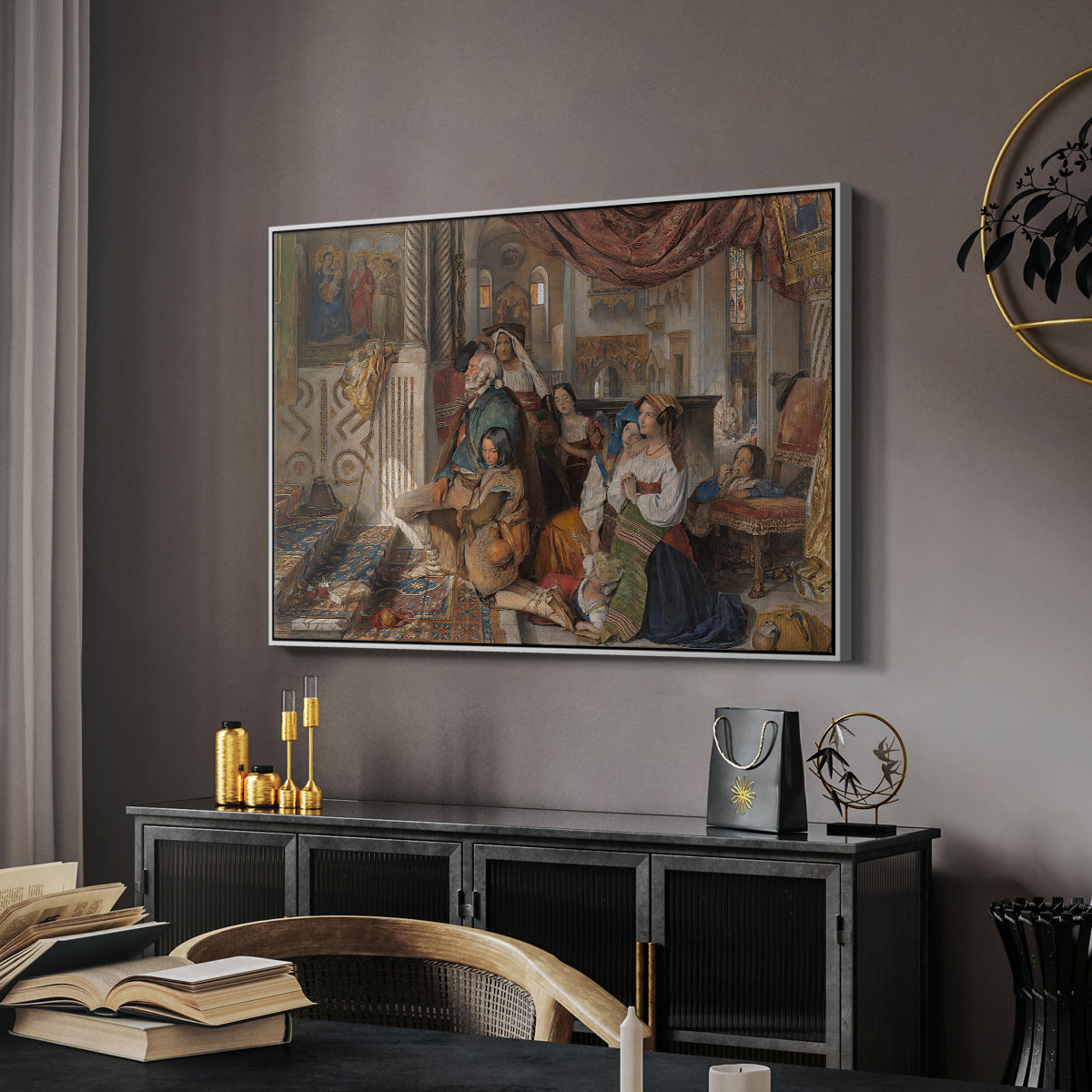 Roman Pilgrims, 1854 - Floater Framed Canvas Print