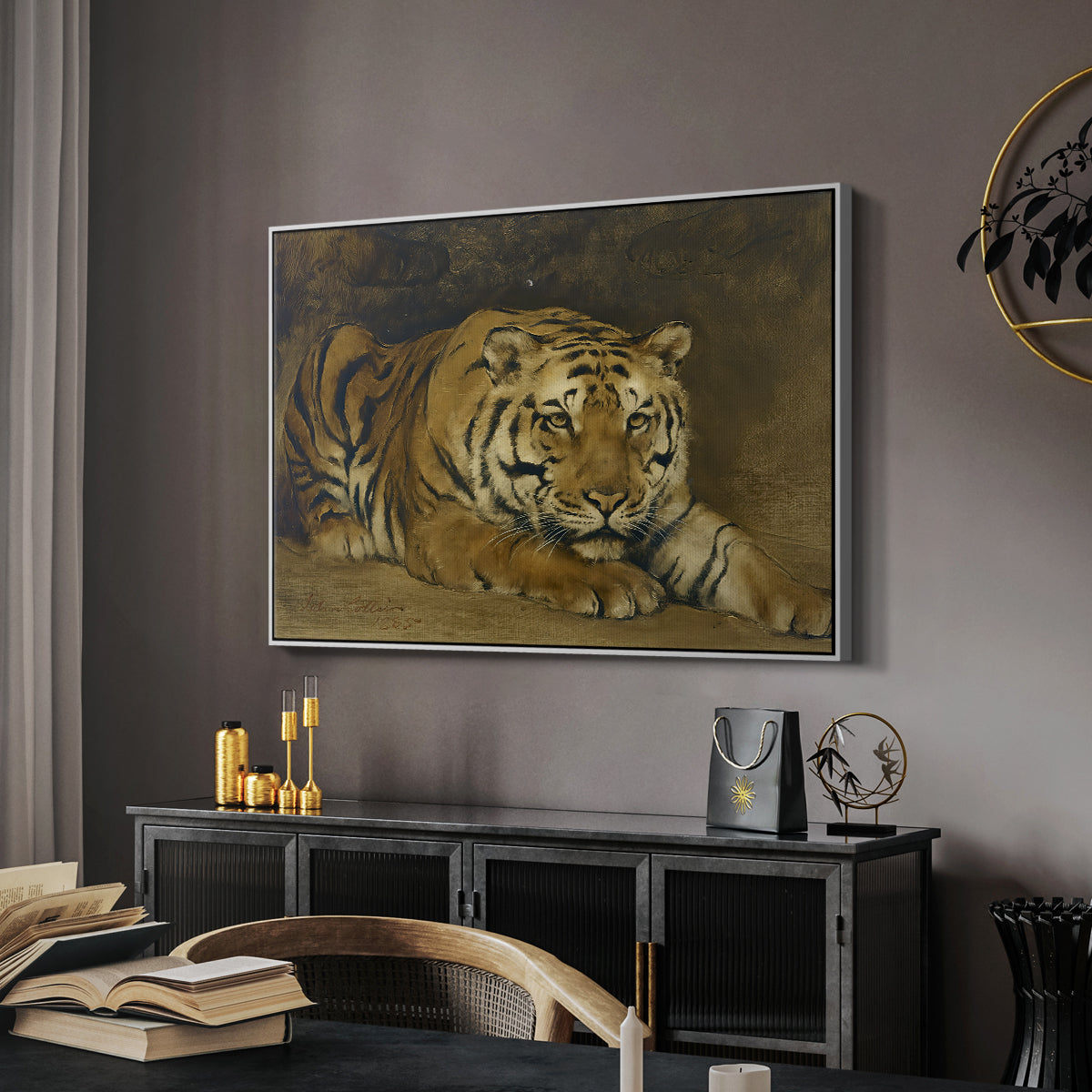Study of a Tiger for Circe, 1885 - Floater Framed Canvas Print