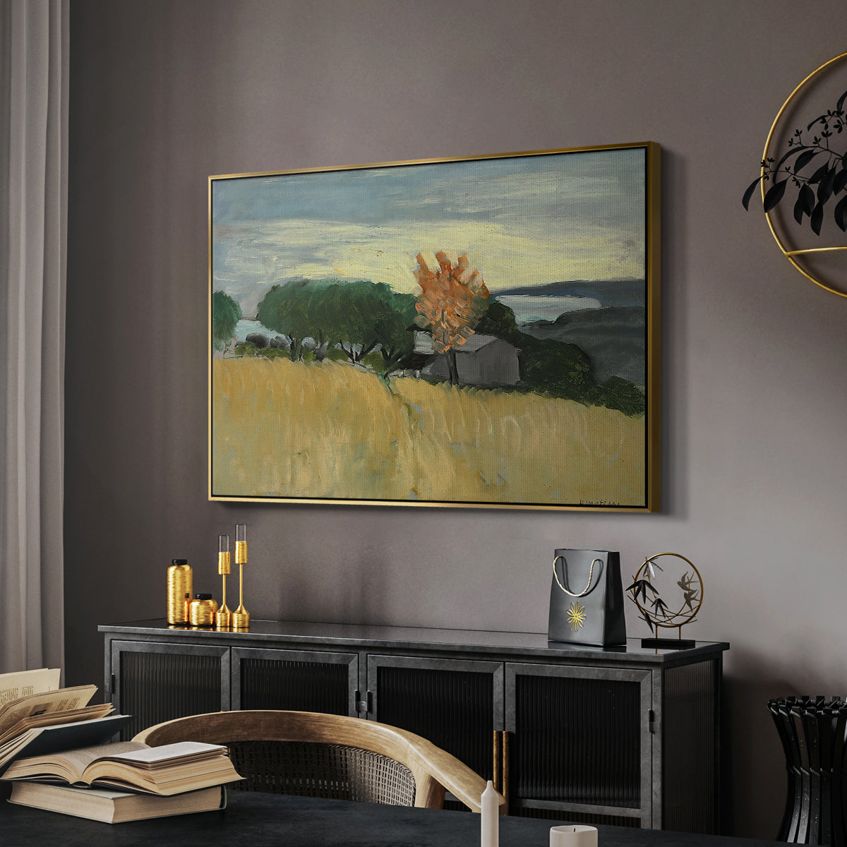 Fields of Wheat in Cagnes, 1918 - Floater Framed Canvas Print