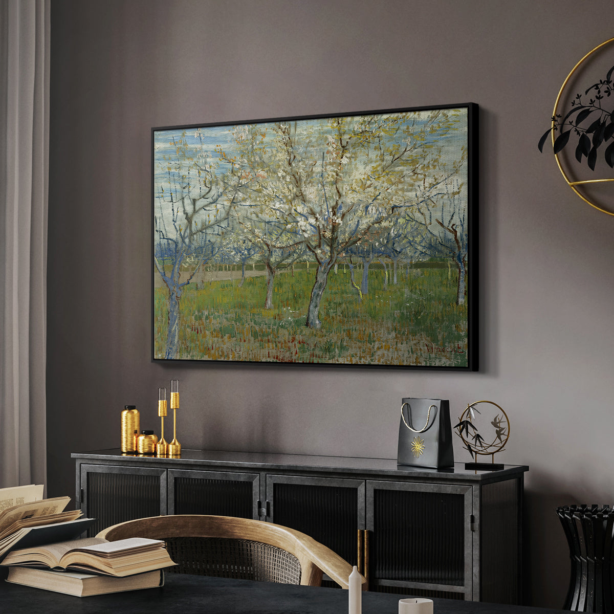 The Pink Orchard, 1888 - Floater Framed Canvas Print