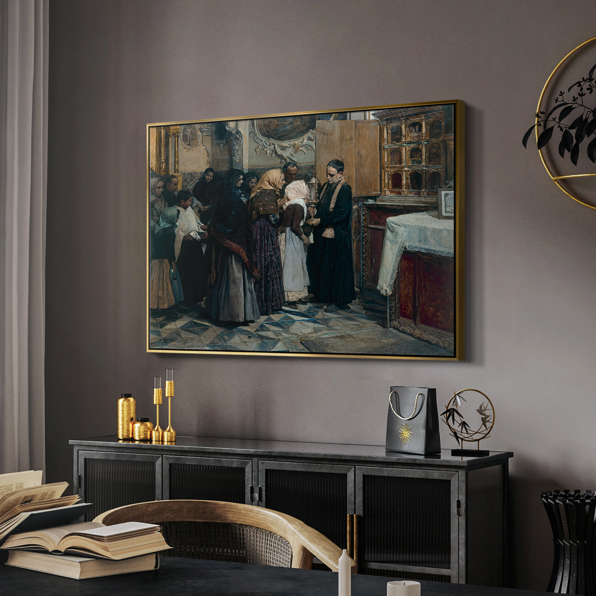 Kissing the Relic, 1893 - Floater Framed Canvas Print