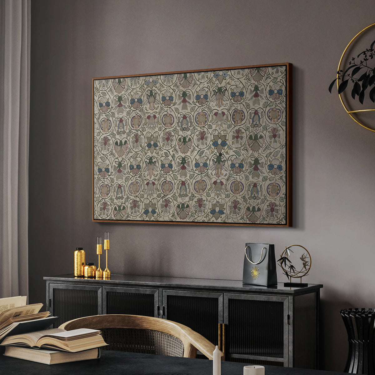 Long Cushion Cover (Printed Textile), c. 1600 - Floater Framed Canvas Print