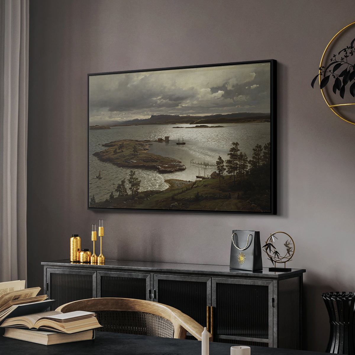 The Fjord at Sandviken (Sandviksfjorden), 1879 - Floater Framed Canvas Print