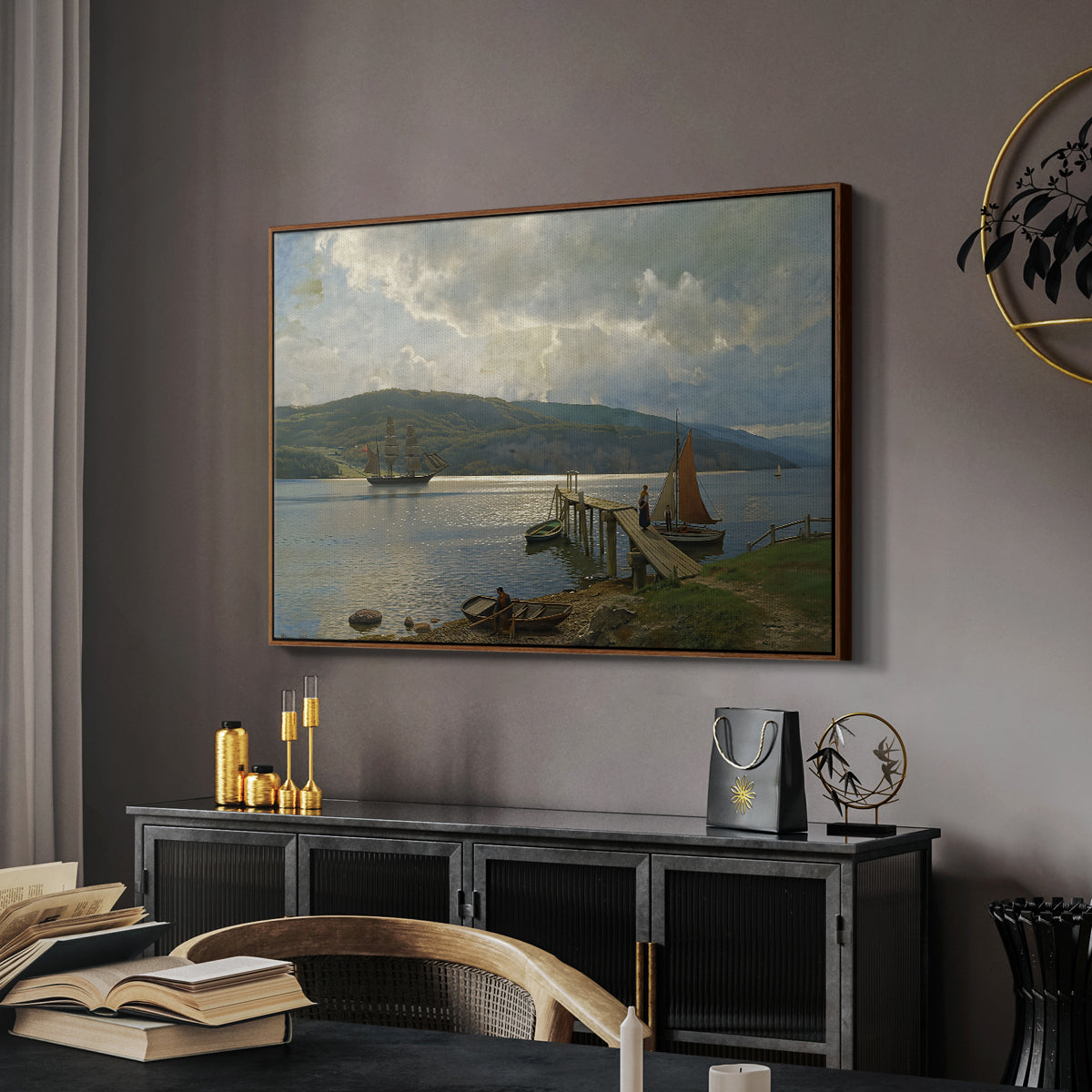 The Jetty at Feste near Moss, 1898 - Floater Framed Canvas Print