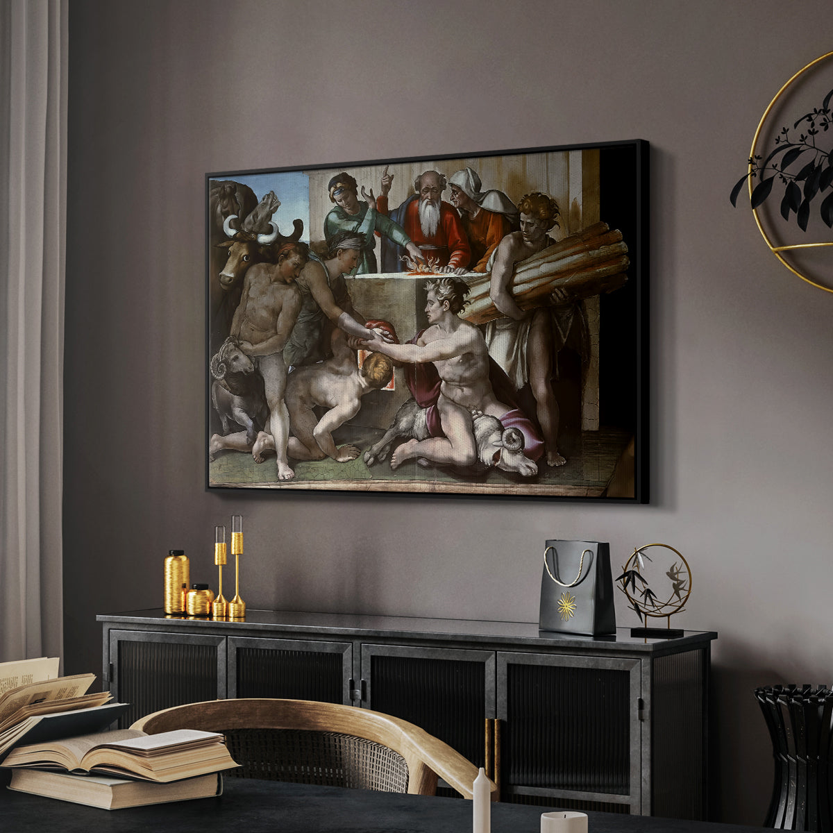 The Sacrifice of Noah (Sistine Chapel), 1509 - Floater Framed Canvas Print