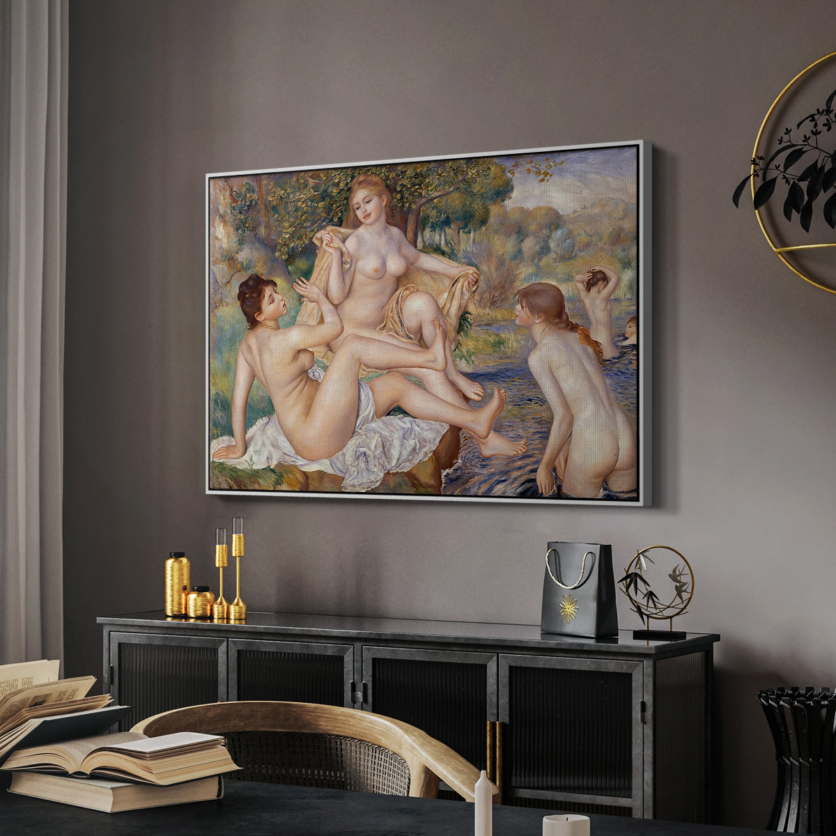 The Large Bathers, 1884-1887 - Floater Framed Canvas Print