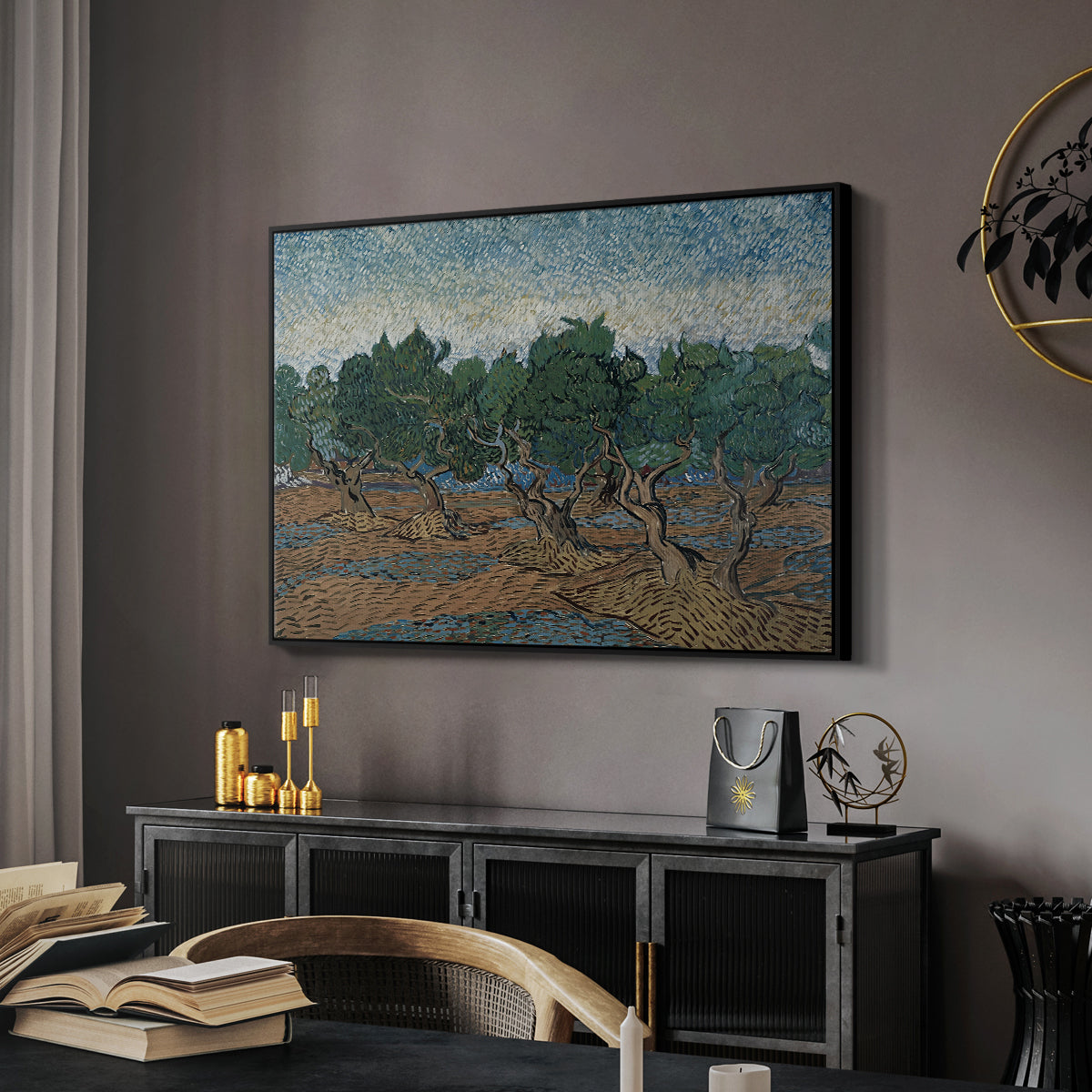 Olive Trees, 1889 - Floater Framed Canvas Print