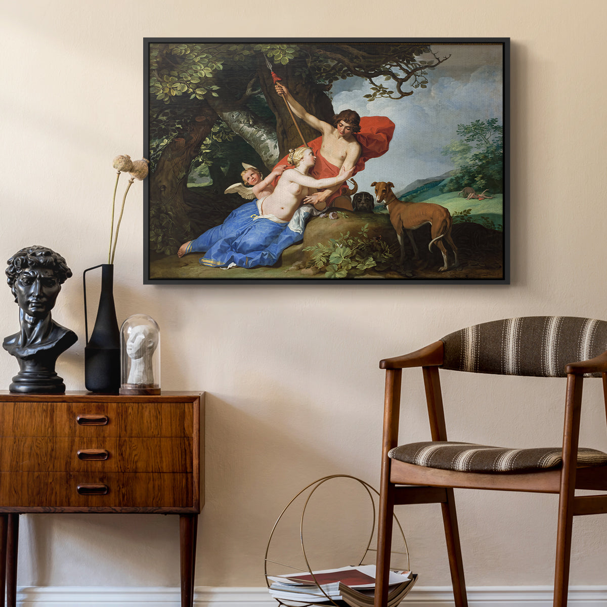 Venus and Adonis, 1632 - Floater Framed Canvas Print