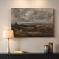 Canvas art print detailing a landscape emphasizing sky and open ground, mounted in a softly lit interior space