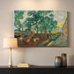 Canvas art print detailing a stylized garden composition with movement, mounted in a softly lit interior space