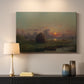 Canvas art print detailing a luminist composition emphasizing sky, mounted in a softly lit interior space