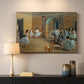 Canvas art print detailing an elegant rehearsal space with dancers in soft lighting, mounted in a softly lit interior space