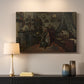 Canvas art print detailing an interior view with minimal objects and muted tones, mounted in a softly lit interior space
