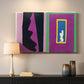 Canvas art print detailing an abstract composition emphasizing movement and form, mounted in a softly lit interior space