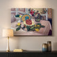 Canvas art print detailing a stylized composition centered on pineapple and lemons, mounted in a softly lit interior space