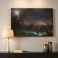 Canvas art print detailing a romantic composition emphasizing struggle and movement, mounted in a softly lit interior space