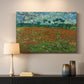 Canvas art print detailing an open field composition with low horizon and vegetation, mounted in a softly lit interior space