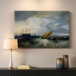 Canvas art print detailing an expressive coastal composition, mounted in a softly lit interior space