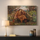 Canvas art print detailing an emotional scene representing torment and spiritual struggle, mounted in a softly lit interior space